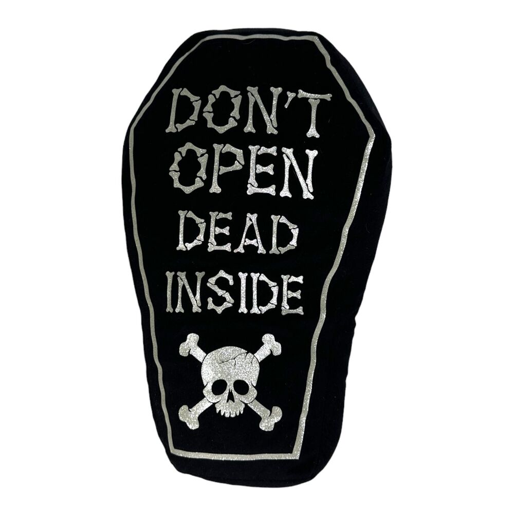 Walking Dead Don’t Open Dead Inside Skull Crossbones Casket Coffin Pillow